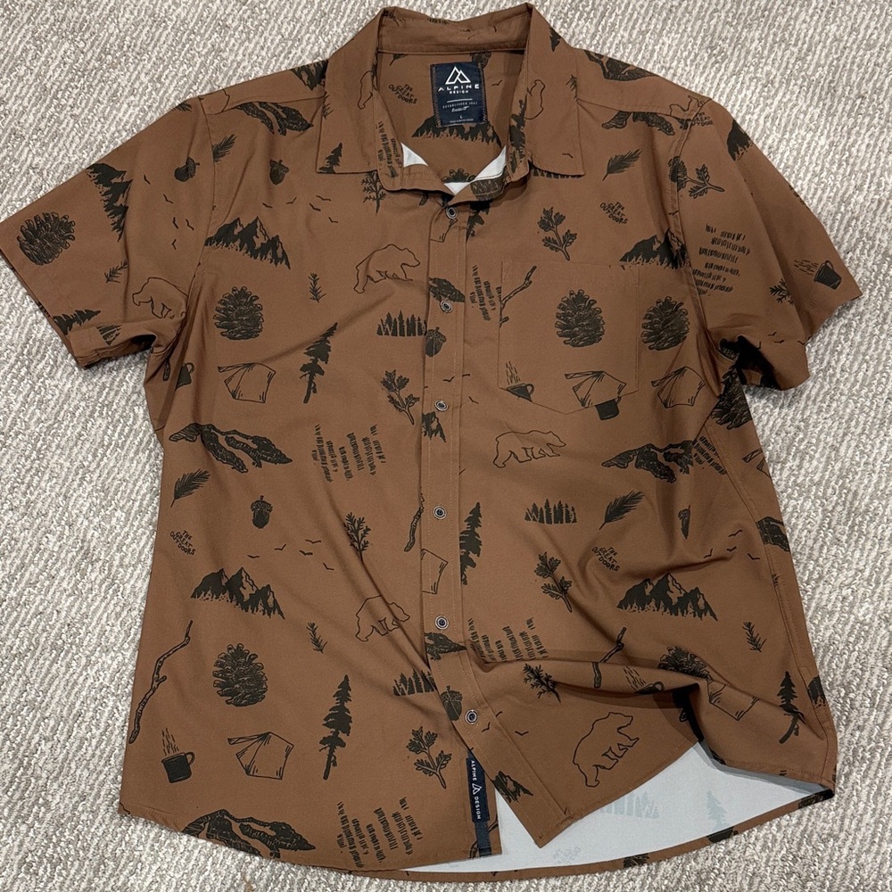 Alpine Design Brown Graphic Men's Shirt